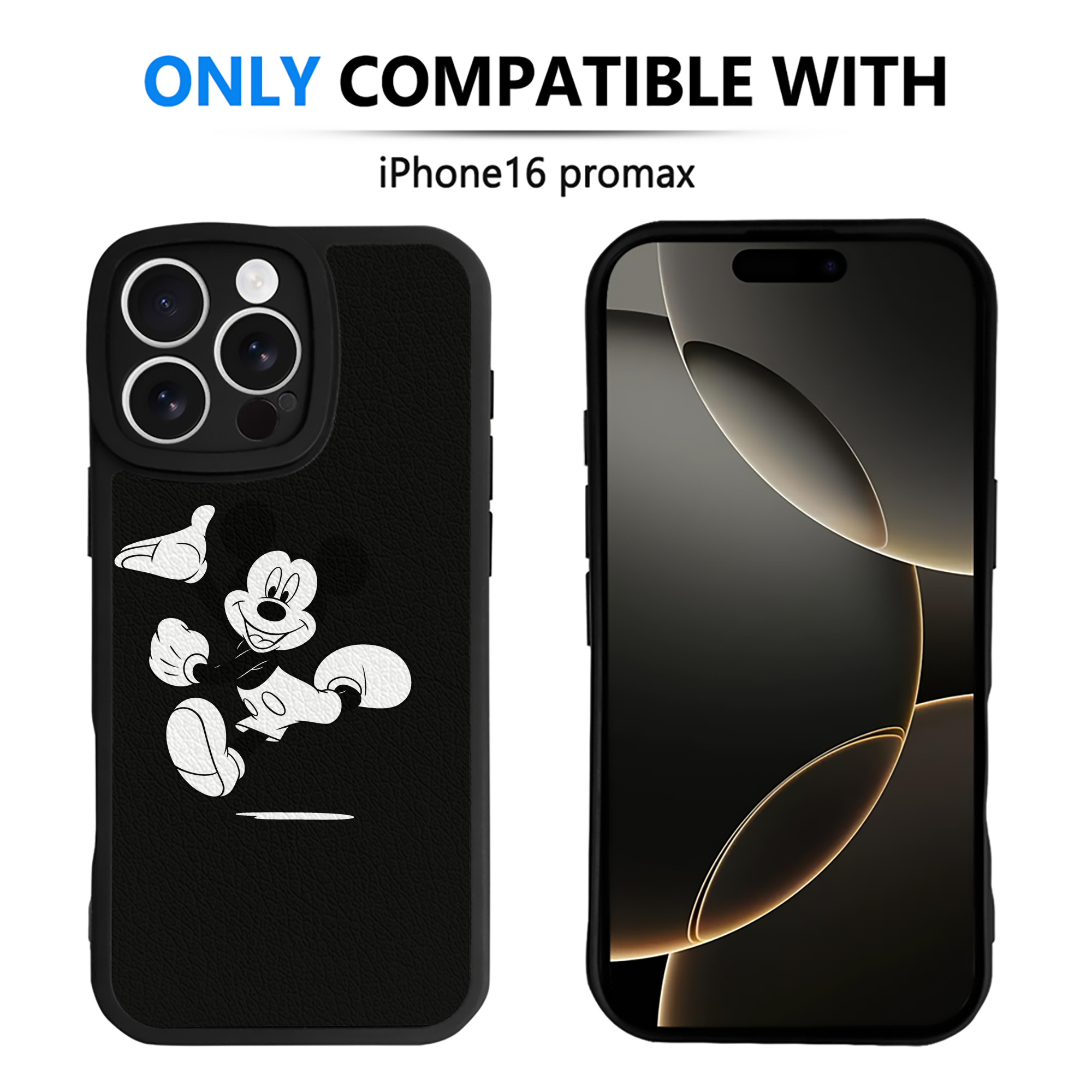（画像用） ミッキーマウス Mickey Mouse 【iPhone 16シリーズ対応】シリコンスマホケース（レザー調） 材質：シリコン